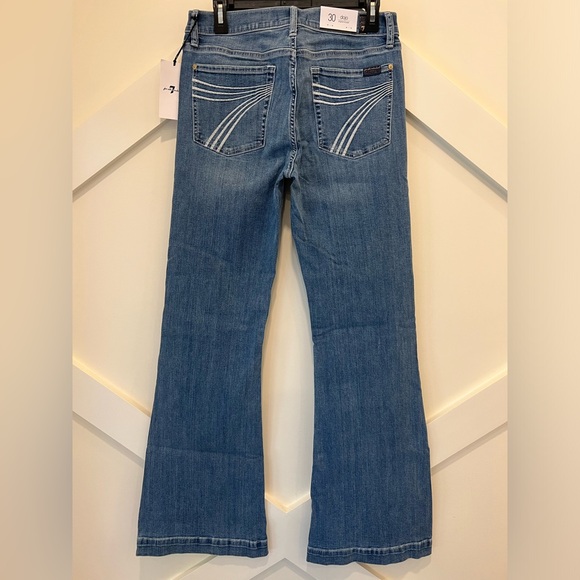 7 For All Mankind Dojo Original Jeans Trouser NWT Size 30 7FAMK White Stitching - Picture 5 of 8